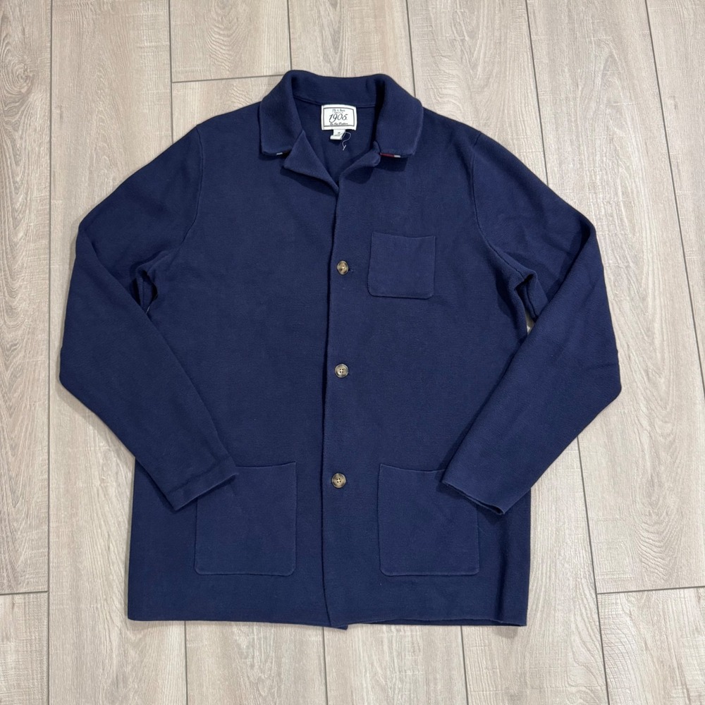 Jos. A. Bank Sweater Mens Medium Blue 1905 Collection Knit Cardigan Chore Coat